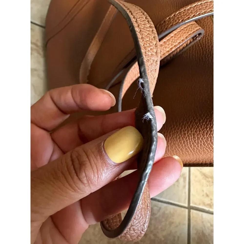 Tory Burch Perry‎ Triple Compartment Tote Bag Light Umber Orange Interior